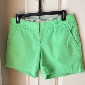 J. Crew Broken In Flat Front Cotton Chino Green Shorts Women’s Size 2